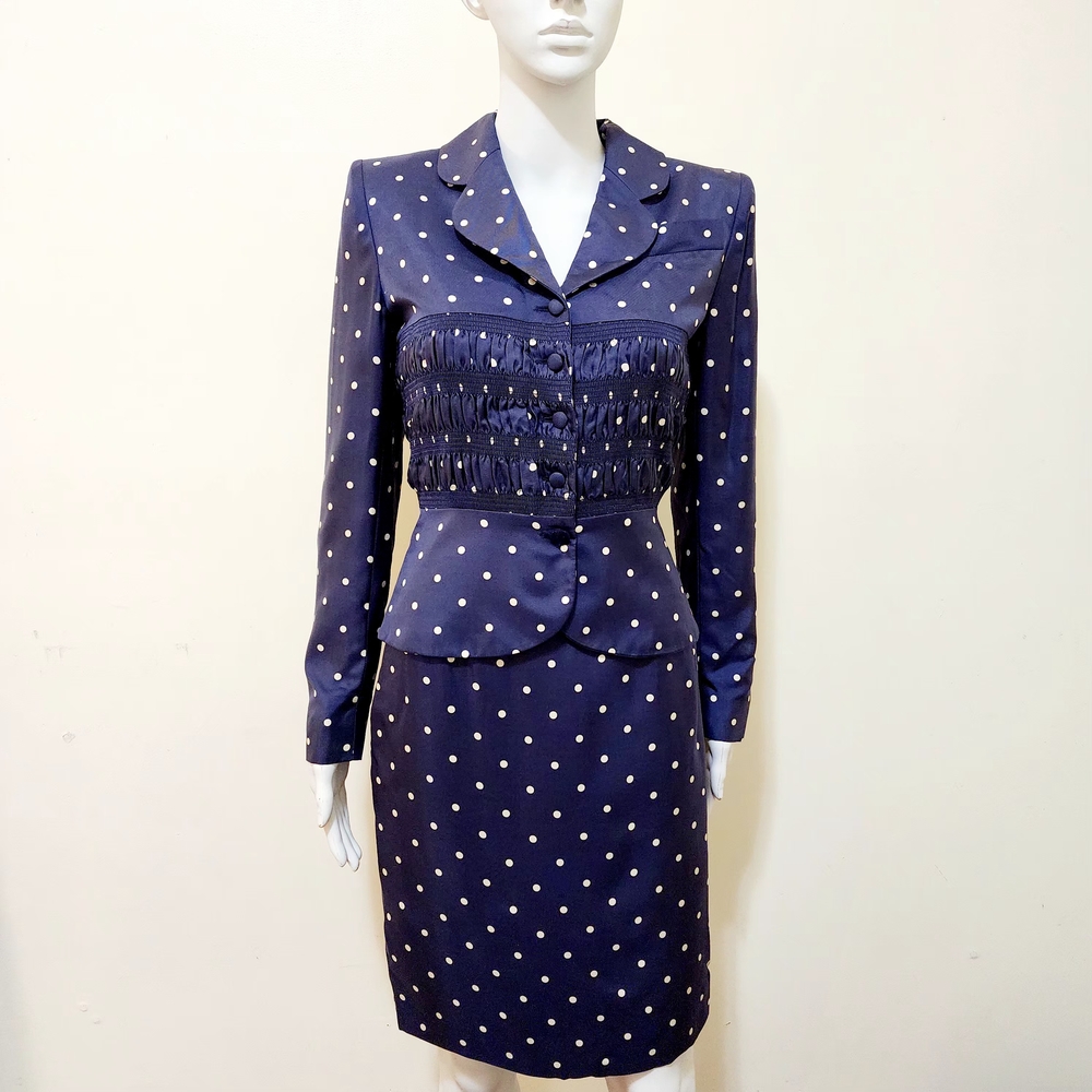 Christian Dior Navy Polka Dot Dress